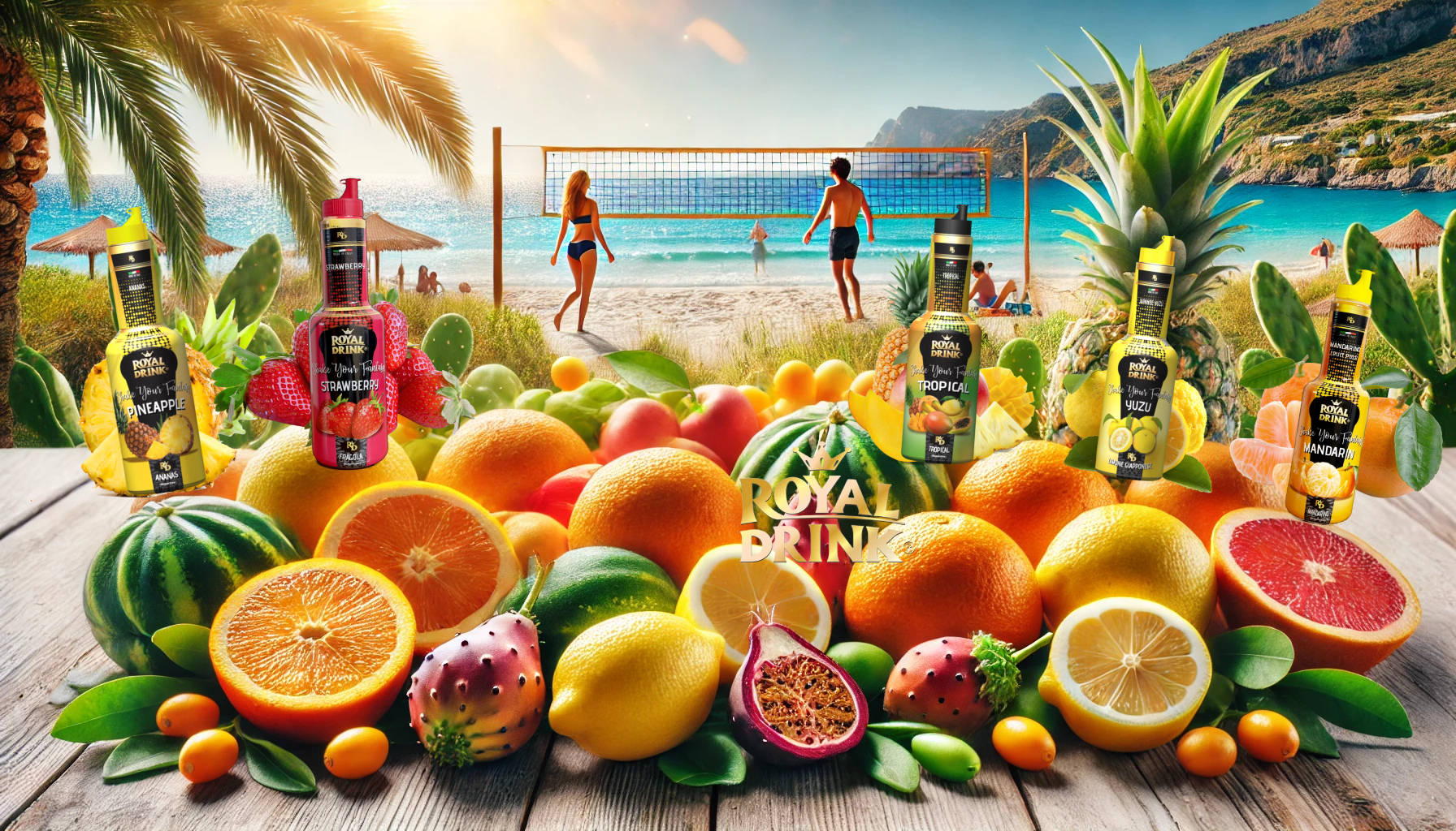 DALL·E 2024-11-08 19.39.19 – A banner featuring fresh Sicilian fruits like oranges, lemons, and prickly pears arranged in the foreground, with a vibrant seaside background. The ba
